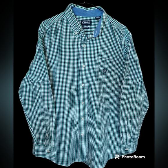 Chaps by Ralph Lauren Easy Care Men's Tattersall Check Long Sleeve Dress Shirt - Picture 1 of 4